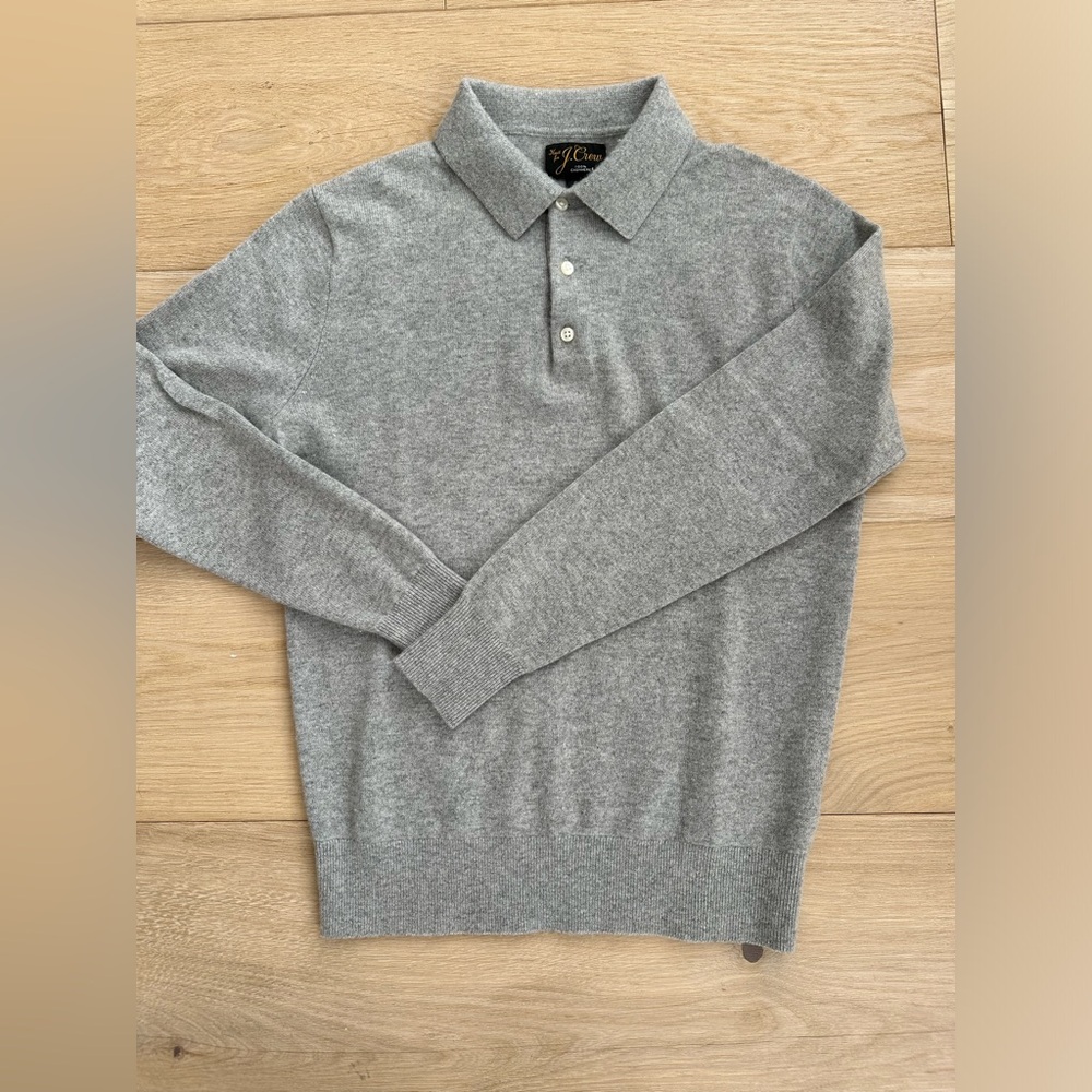 JCREW Cashmere collared sweater-polo - SMALL - GREY